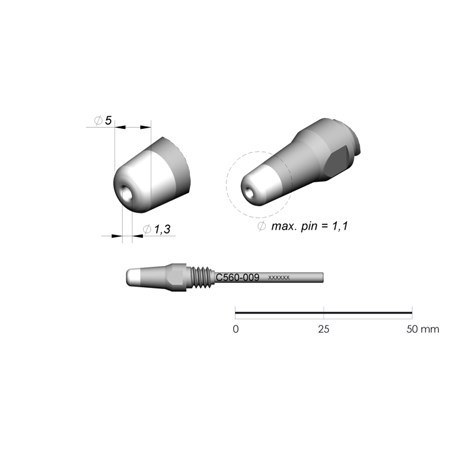 JBC Tools C560-009 - C560 Series Cartridge - Extended Life - 5.0 mm x 1.3 mm