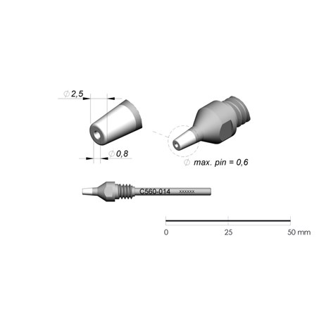 JBC Tools C560-014 - C560 Series Cartridge - Extended Life - 2.5 mm x 0.8 mm