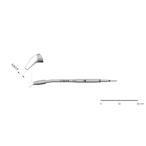 JBC Tools C130-418 - C130 Series Cartridge - Chisel - Curved - Extended Life - 3.2 mm x 1.5 mm