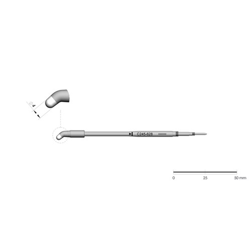 JBC Tools C245-628 - C245 Series Cartridge - Conical - Curved - Extended Life - 3.9 mm