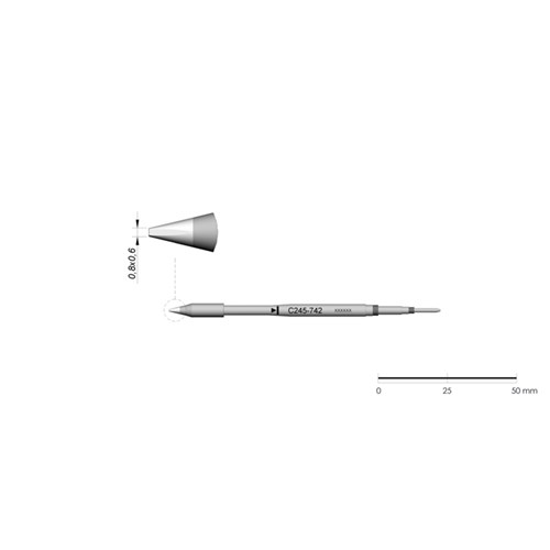 JBC Tools C245-742 - C245 Series Cartridge - Chisel - Extended Life - 0.8 mm x 0.6 mm