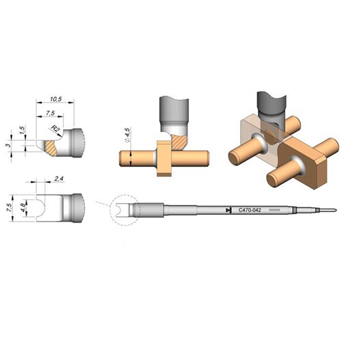 JBC Tools C470-042 - C470 Series Cartridge - Specialty Tip - 7.5 mm