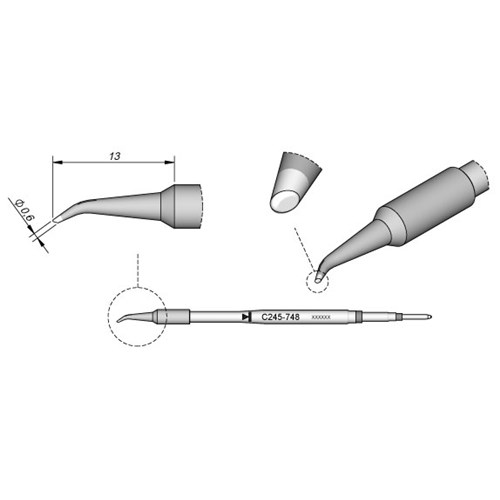 JBC Tools C245-748 - C245 Series Cartridge - Bent Bevel - 13 mm