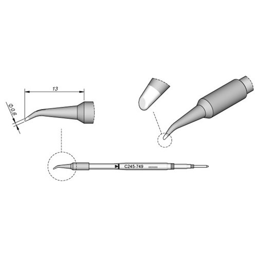 JBC Tools C245-749 - C245 Series Cartridge - Bent Bevel - 13 mm