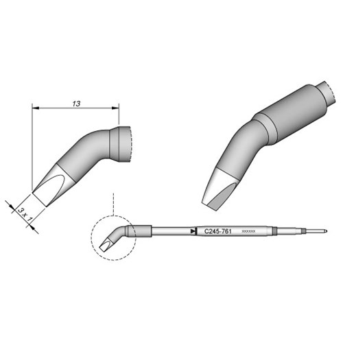 JBC Tools C245-761 - C245 Series Cartridge - Bent Screwdriver - 13 mm