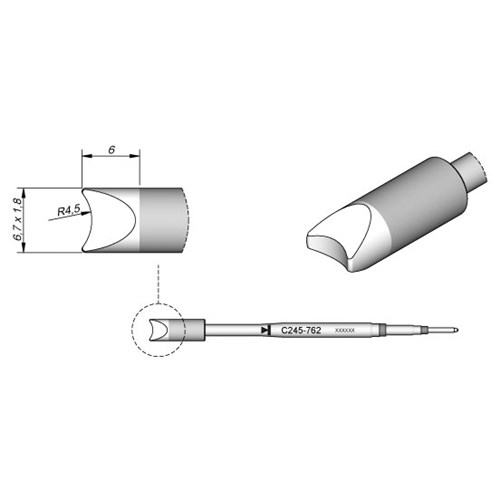 JBC Tools C245-762 - C245 Series Cartridge - Special - 6 mm