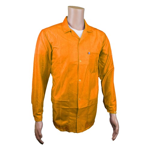 Transforming Technologies JKC9022SPOR - 9010 Series Hi-Vis ESD Jacket - 3/4ths Length - Lapel Collar - Snap Cuff - Small - Orange