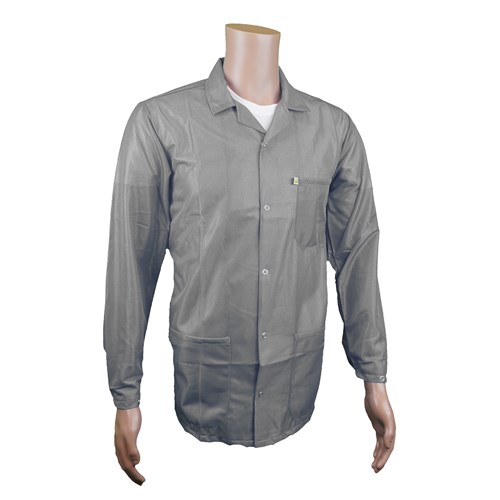 Transforming Technologies JKC9025SPGY - 9010 Series ESD Jacket - 3/4ths Length - Lapel Collar - Snap Cuff - Gray - X-Large