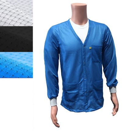 Transforming Technologies JKV9022WH - 9010 Series ESD Jacket - 3/4ths Length - V-Neck - Knit Cuff - Small - White