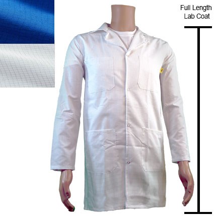 Transforming Technologies JLC5404SPWH - Full Length ESD Jacket - Lapel Collar - Snap Cuff - Large - White