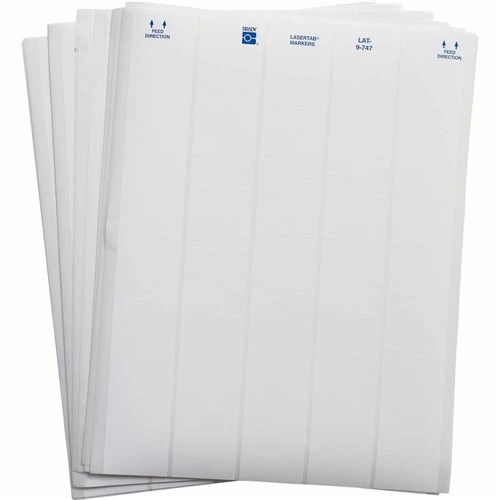 Brady LAT-9-747-10 Lasertab 1.5 x .25 - White Poly - 10k/pk