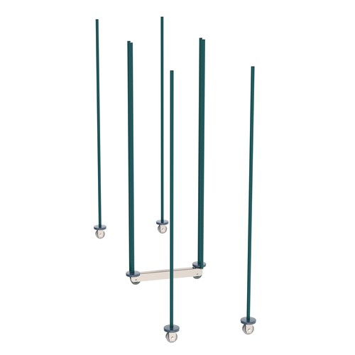 InterMetro Industries LBTM24K3 qwikTRAK Double Deep Mobile Unit Kit for 24" Wide Super Erecta Wire Shelving - Metroseal Green Epoxy