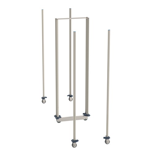 InterMetro Industries LBTM24X3 qwikTRAK Double Deep Mobile Unit Kit for 24" Wide MetroMax Shelving - Polymer Posts