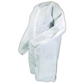 Keystone Safety LC0-WE-SMS-2XL - SMS Lab Coat - Snap Front - Elastic Wrists - Cleanroom Class 7 - 2X-Large - White - 30/Case