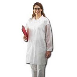 Keystone Safety LC0-WO-NW-3XL - Polypropylene Lab Coat - Snap Front - Open Wrists - Cleanroom Class 6 - 3X-Large - White - 30/Case