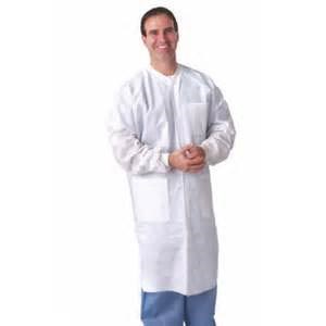 Keystone Safety LC3-WK-SMS-4XL - SMS Lab Coat - Snap Front - Knit Wrists - Cleanroom Class 7 - 4X-Large - White - 30/Case