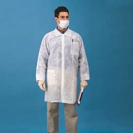 Keystone Safety LC3-WO-NW-3XL - Polypropylene Lab Coat - Snap Front - Open Wrists - Cleanroom Class 7 - 3X-Large - White - 30/Case