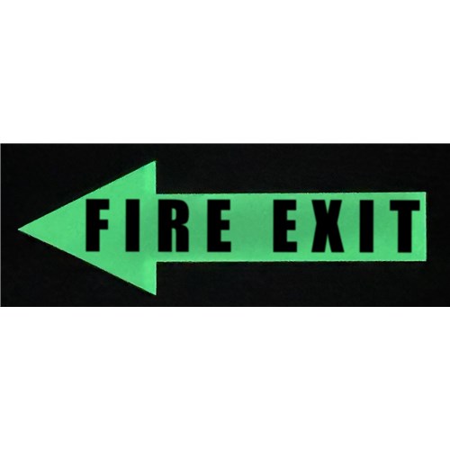 Ergomat LS-ARR-12-KIT-GLOW-P-T4 LeanStripe - GLOW - Arrow with Text "FIRE EXIT" - 12" x 4" x 2" - 15/PK