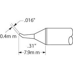 Metcal STTC-126 - STTC 700 Series Soldering Tip Cartridge - Sharp Bent - 30° - 0.016" (0.4mm) - 700°F