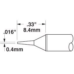 Metcal STTC-122 - STTC 700 Series Soldering Tip Cartridge - Conical Sharp - 0.016" (0.4mm) - 700°F