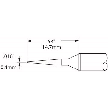 Metcal STTC-145 - STTC 700 Series Soldering Tip Cartridge - Bevel - 60° - 0.016" (0.4mm) - 700°F