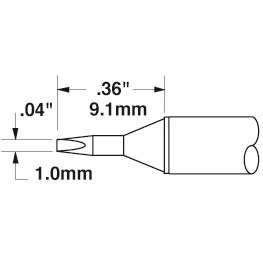 Metcal STTC-125 - STTC 700 Series Soldering Tip Cartridge - Chisel - 30° - 0.04" (1.0mm) - 700°F