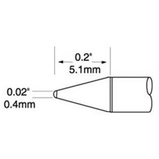 Metcal UFTC-7CN04 - UFTC Ultra-Fine Series Soldering Cartridge - Conical - 0.02" x 0.2"