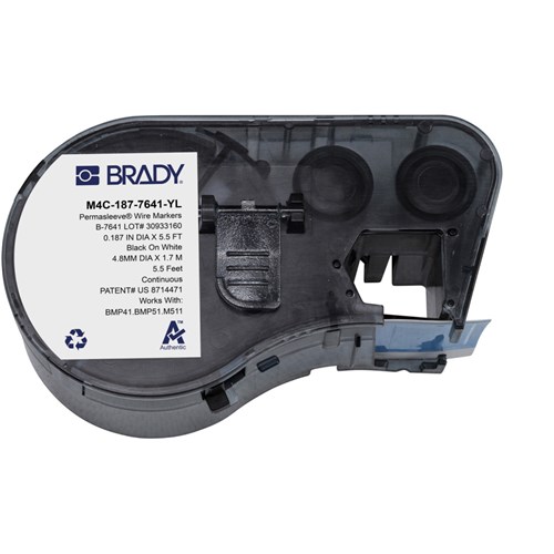 Brady M4C-187-7641-YL PermaSleeve® Low Smoke Zero Halogen Heat-Shrink Label Polyolefin 0.187" BK/YL