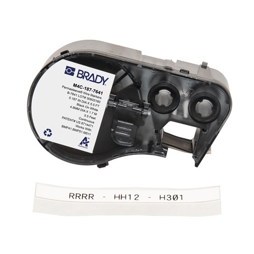 Brady M4C-187-7641 PermaSleeve® Low Smoke Zero Halogen Heat-Shrink Label Polyolefin 0.187" BK/WT