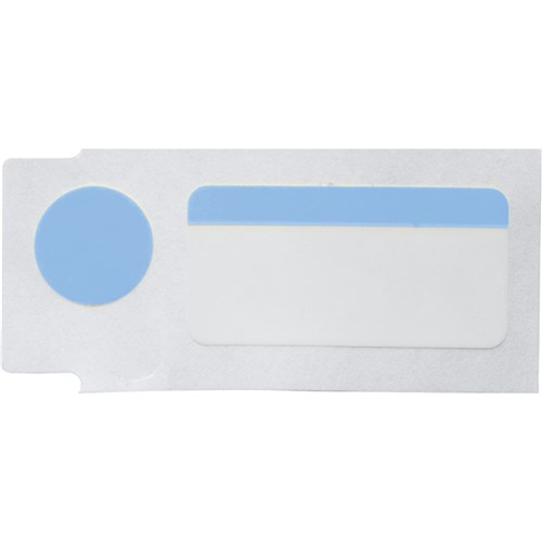 Brady M5-118-494-BL Color Polyester Labels - 0.375"H x 1" W - x 0.375" Black on Blue - White - RL/240