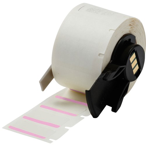 Brady M6-17-494-PK Color Polyester Labels - 0.5" H x 1" W - Pink/White - 500/RL