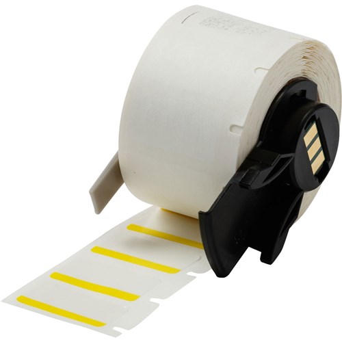 Brady M6-17-494-YL Color Polyester Labels - 0.5" H x 1" W - Yellow/White - 500/RL