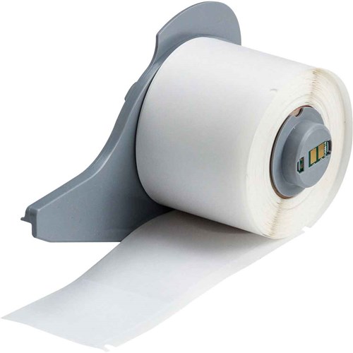 Brady M7-109-417 High Adhesion Self-Laminating Vinyl Wraps 4" H x 1.5" W - White/Clear - 100/RL