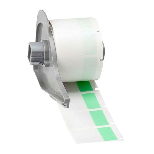 Brady M7-31-427-GN Self-Laminating Vinyl Wrap Around Labels - 1.5" x 1" - Green/Clear