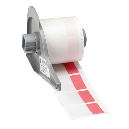 Brady M7-31-427-RD Self-Laminating Vinyl Wrap Around Labels - 1.5" x 1" - Red/Clear