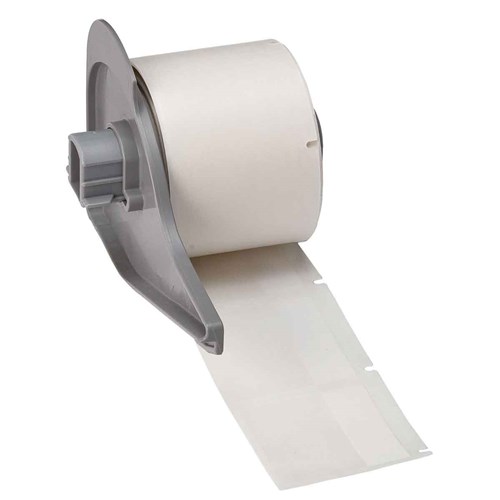 Brady M7-32-417 High Adhesion Self-Laminating Vinyl Wraps 1.5" H x 1.5" W - White/Clear - 250/RL