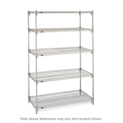 InterMetro Industries (Metro) SA-183674C-S-4 - Metro Super Adjustable Super Erecta 4-Shelf Industrial Wire Shelving Starter Unit - Chrome - 18" x 36" x 74"