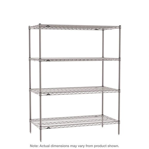 InterMetro Industries (Metro) SE-217263K4-S-4 - Super Erecta 4-Shelf Industrial Wire Shelving Starter Unit - Metroseal Gray Epoxy - 21" x 72" x 63"