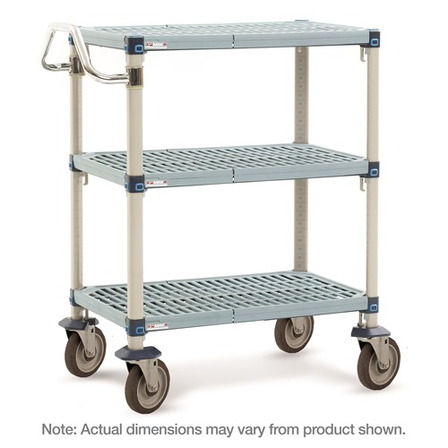 InterMetro Industries MQUC1830G-35 MQUC1830G-35 3-Shelf Industrial Plastic Shelving Utility Cart - 18" x 30" x 39.25"