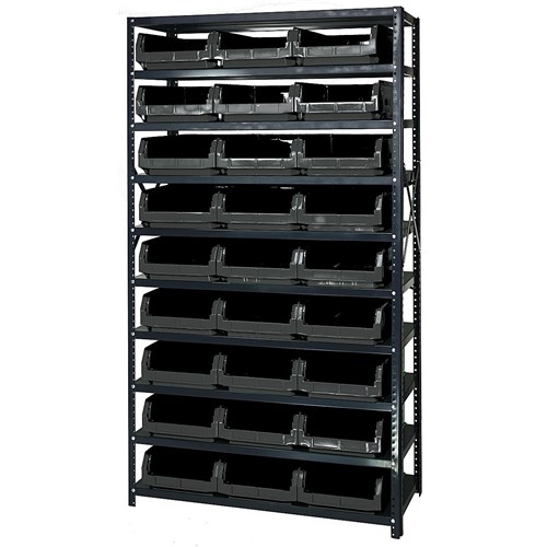 Quantum Storage Systems MSU-531 BK - Magnum Series Steel Shelving w/27 Bins - 18" x 42" x 75" - Black