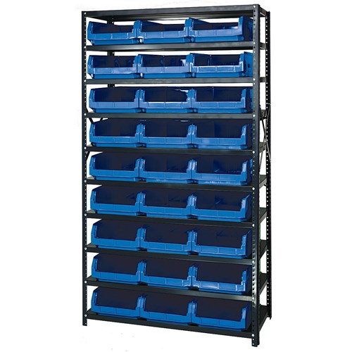 Quantum Storage Systems MSU-531 BL - Magnum Series Steel Shelving w/27 Bins - 18" x 42" x 75" - Blue