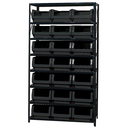 Quantum Storage Systems MSU-532 BK - Magnum Series Steel Shelving w/21 Bins - 18" x 42" x 75" - Black