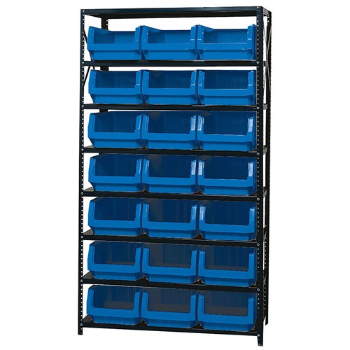 Quantum Storage Systems MSU-532 BL - Magnum Series Steel Shelving w/21 Bins - 18" x 42" x 75" - Blue