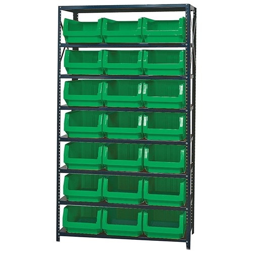 Quantum Storage Systems MSU-532 GR - Magnum Series Steel Shelving w/21 Bins - 18" x 42" x 75" - Green