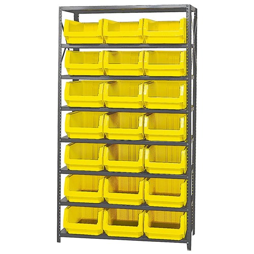 Quantum Storage Systems MSU-532 YL - Magnum Series Steel Shelving w/21 Bins - 18" x 42" x 75" - Yellow