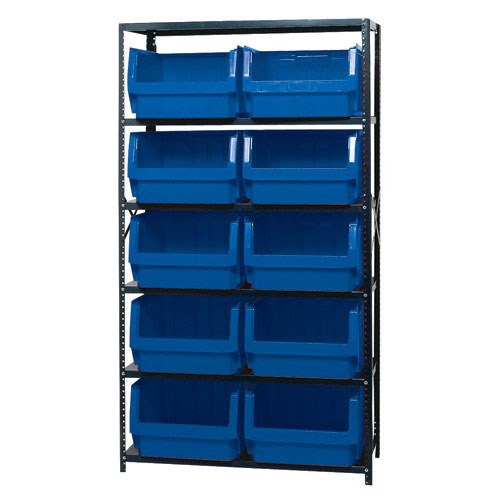 Quantum Storage Systems MSU-543 BL - Magnum Series Steel Shelving w/10 Bins - 18" x 42" x 75" - Blue