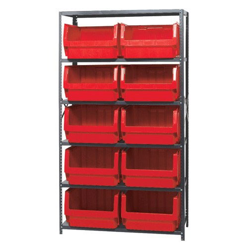 Quantum Storage Systems MSU-543 RD - Magnum Series Steel Shelving w/10 Bins - 18" x 42" x 75" - Red