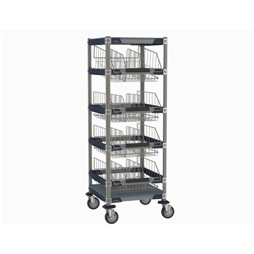 InterMetro Industries MXIV2 MXIV2 IV Transport/Storage Sloped Basket Cart with Top Shelf - 24" x 24"