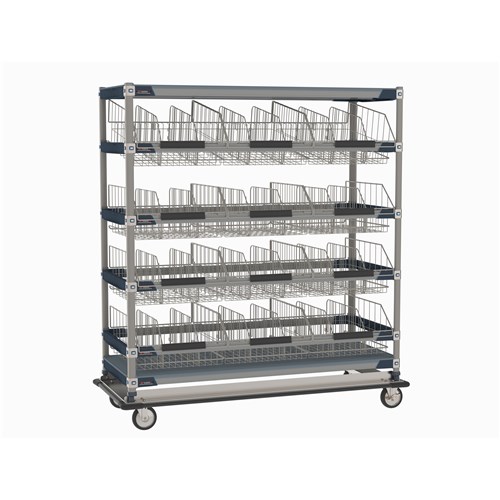 InterMetro Industries MXIV7 MXIV7 IV Transport/Storage Sloped Basket Cart with Top Shelf - 24" x 60"