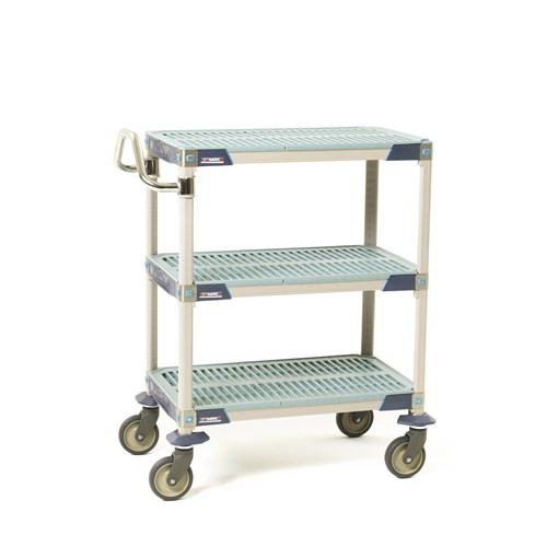 InterMetro Industries MXUC1830G-35 MXUC1830G-35 3-Shelf Industrial Plastic Shelving Utility Cart - 18" x 30" x 39.25"